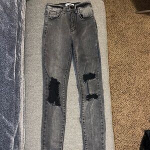 KanCan Charcoal Distressed Skinny Jeans